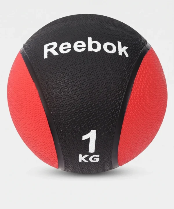 كرة طبية ثقيلة لتدريبات القوة من ريبوك (Reebok)، بالون الأسود والأحمر، 1 كجم