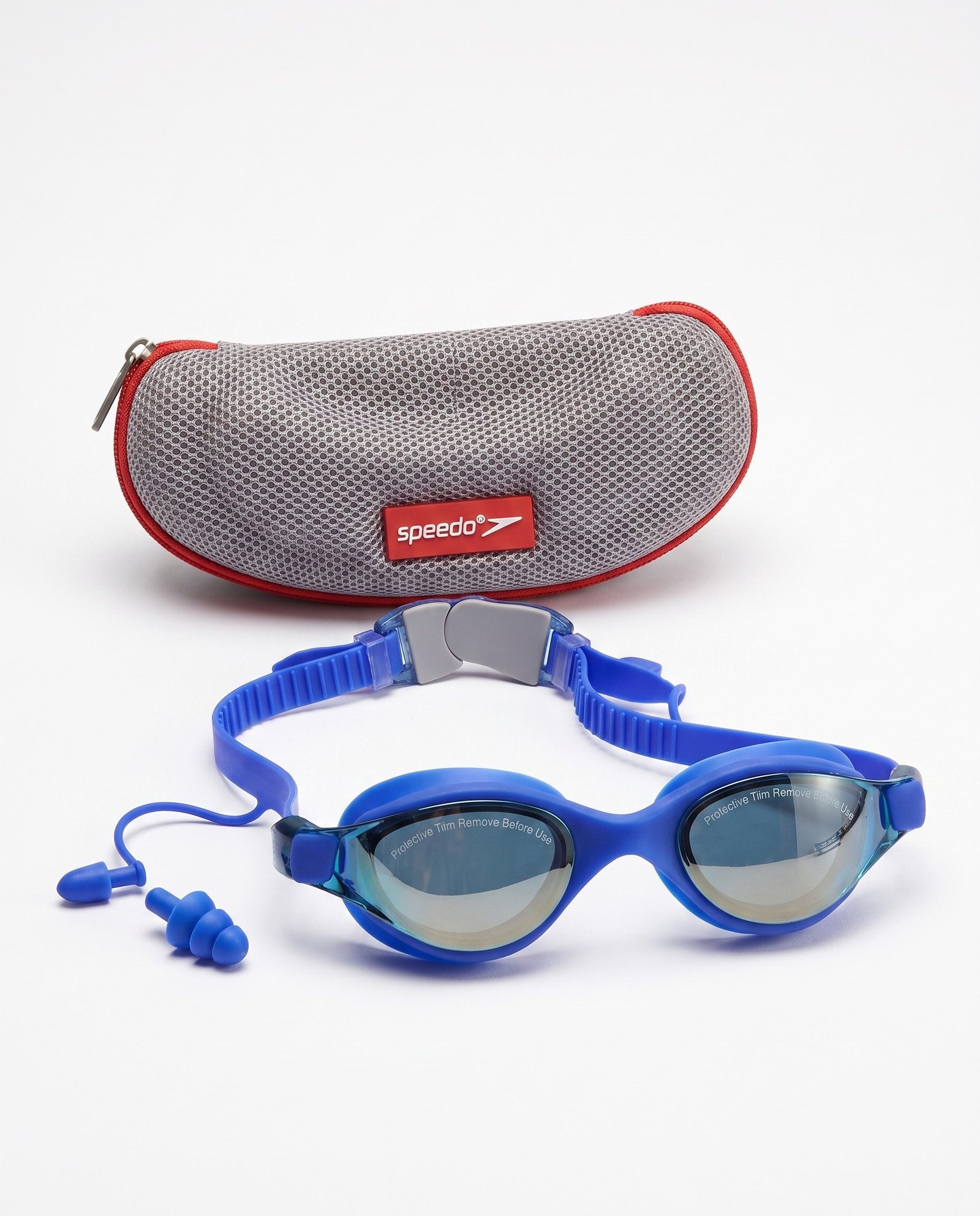 1_11zon نظارة سباحة من أسبيدو ميرور (Speedo Mirror) ، مقاومة للتسرب ومضادة للضباب، مع حماية من الاشعة فوق البنفسجية، مناسبة لسباقات الترياتلون مع حافظة حماية مجانية - الصورة 1