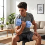 ⁦دمبل قطعة واحدة وزن 5KG ، ( مصري ) دمبل رياضي للتمارين المنزلية والجيم، وزن ثابت بقبضة مريحة، مناسب لتمارين القوة واللياقة وشد العضلات،⁩ - الصورة ⁦2⁩
