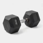 دمبل سداسي الشكل مطلي بالمطاط ( 15kg ) قطعة واحدة، ( مصري ) للاستخدام المنزلي والتجاري واللياقة البدنية والتمارين الرياضية