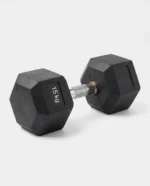 دمبل سداسي الشكل مطلي بالمطاط ( 15kg ) قطعة واحدة، ( مصري ) للاستخدام المنزلي والتجاري واللياقة البدنية والتمارين الرياضية