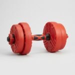 طقم هاند بار 5kg ، طارات متنوعة للتحكم في الوزن، (1 هند بار) + (2 طارة 1kg) + (2 طارة 1.5kg)، أحمر