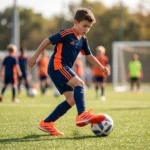 ⁦حذاء كرة قدم (ترتان/ستارز) من ماركة Adidas للأطفال من الجنسين، برتقالي⁩ - الصورة ⁦2⁩