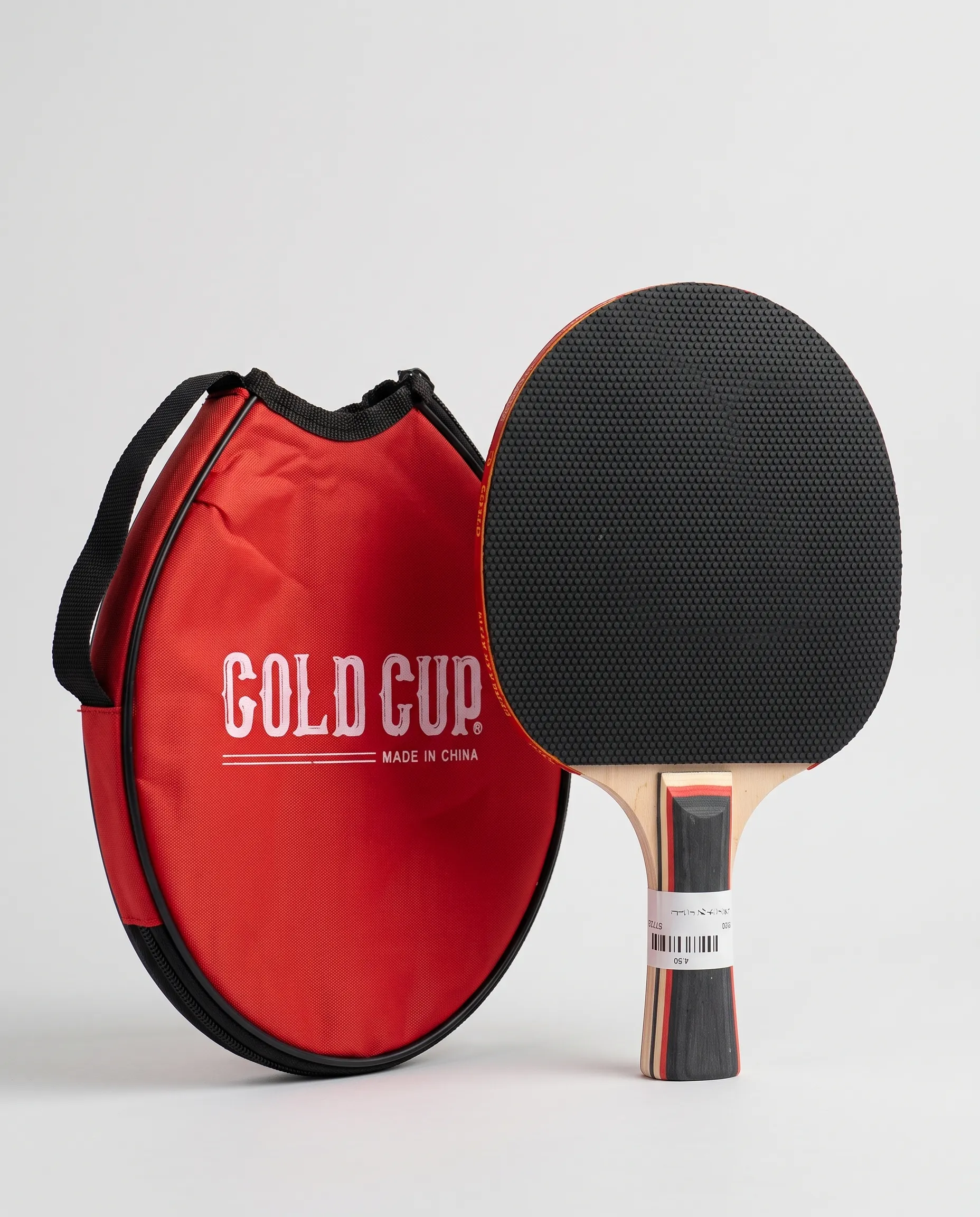 3_2_11zon مضرب تنس طاولة (بينج بونج) فردي، من ماركة (جولد كاب Gold Cup)، مع جراب حقيبة حمل دائرية حمراء - الصورة 1