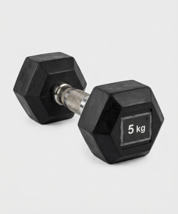 دمبل سداسي الشكل مطلي بالمطاط ( 5kg ) قطعة واحدة، ( مصري ) للاستخدام المنزلي والتجاري واللياقة البدنية والتمارين الرياضية