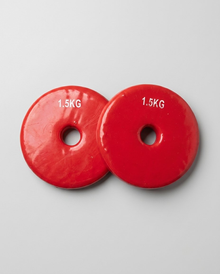 66 طارة دمبل (زوج، 2 طارة بوزن 3kg) وزن الواحدة 1.5kg – فينيل، احمر - الصورة 1