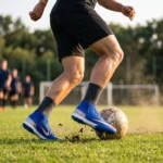 ⁦حذاء كرة قدم (ترتان/ستارز) برقبة عالية، من ماركة Nike للبالغين من الجنسين، أزرق⁩ - الصورة ⁦2⁩