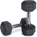 ⁦دمبل سداسي الشكل مطلي بالمطاط ( 10kg ) قطعة واحدة، ( مصري ) للاستخدام المنزلي والتجاري واللياقة البدنية والتمارين الرياضية⁩ - الصورة ⁦2⁩