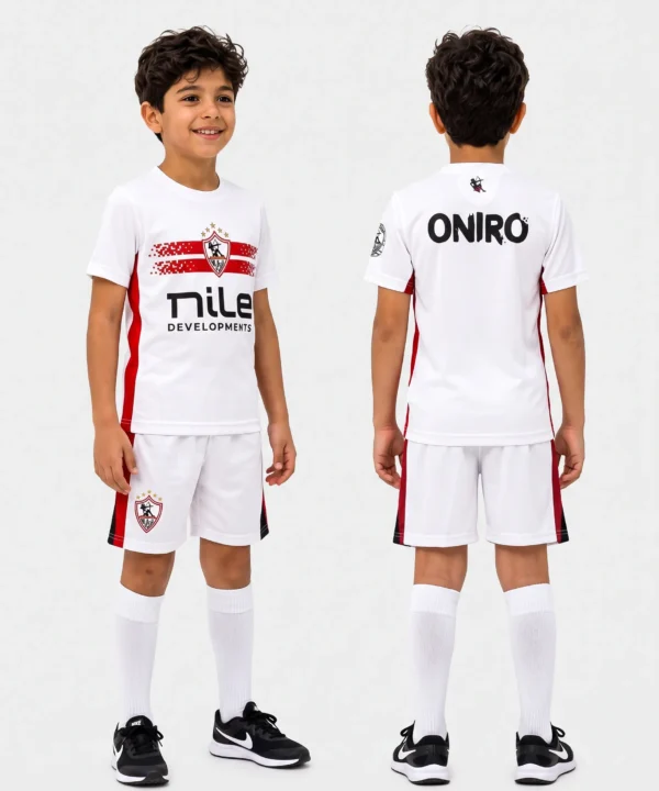 طقم كرة قدم (الزمالك)، أطفال، موسم 2026/2027 – تيشرت وشورت رياضي للأطفال من الجنسين ( أبيض )