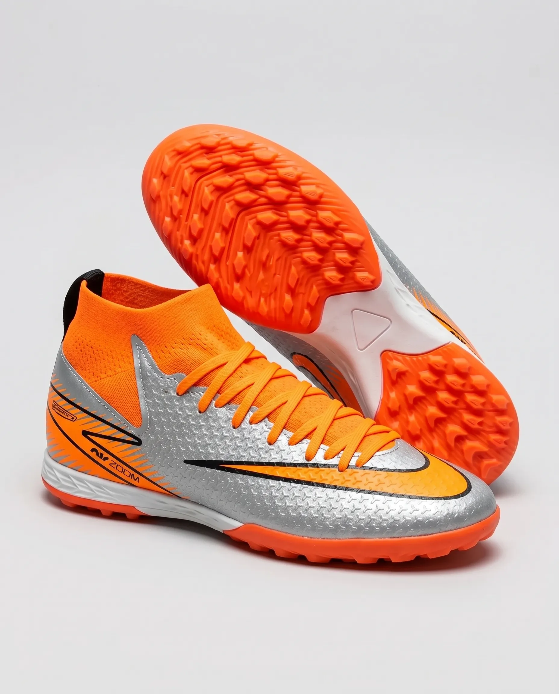 55_11zon حذاء كرة قدم (ترتان/ستارز) برقبة عالية، من ماركة Nike للاطفال من الجنسين، برتقالي - الصورة 1